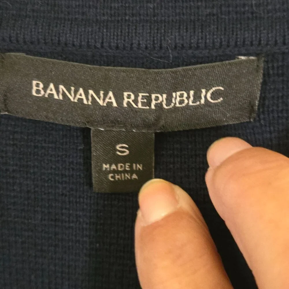 Banana Republic Milano Stock Navy Open Front Flap Pocket Sweater Blazer Size S